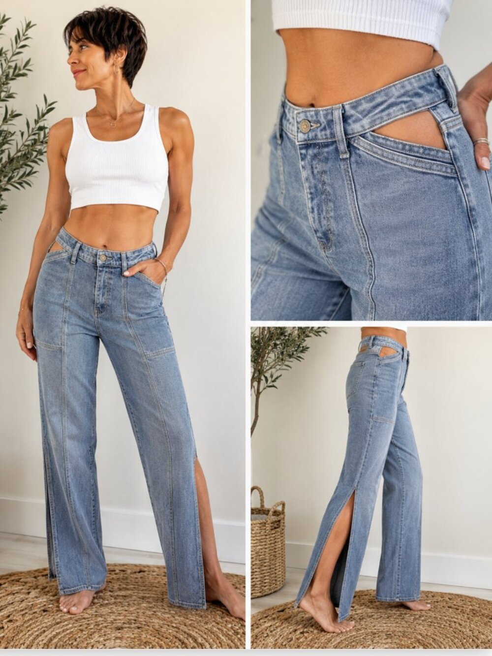 LNDN Landon NWT The Sunday Organic Cotton Cut Out Denim Jeans Size 32